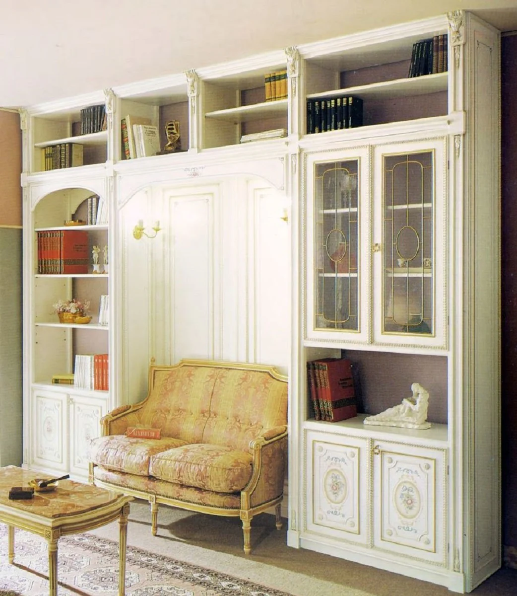 Luxury Baroque Cabinet White / Multicolored / Gold - Baroque Solid Wood Living Room Cabinet - Baroque Living Room Furniture - Luxury Quality - Made in Italy