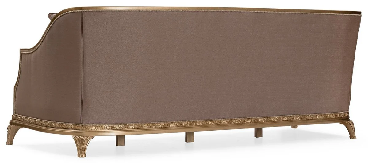 Luxury Baroque Living Room Sofa Brown / Gold - Handmade Baroque Style Sofa with Decorative Pillows - Luxury Living Room Furniture in Baroque Style - Baroque Furniture