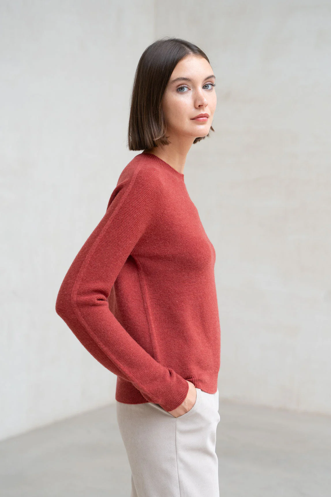 Rivera-Spanien Jersey Módena Kirschkaschmirwolle