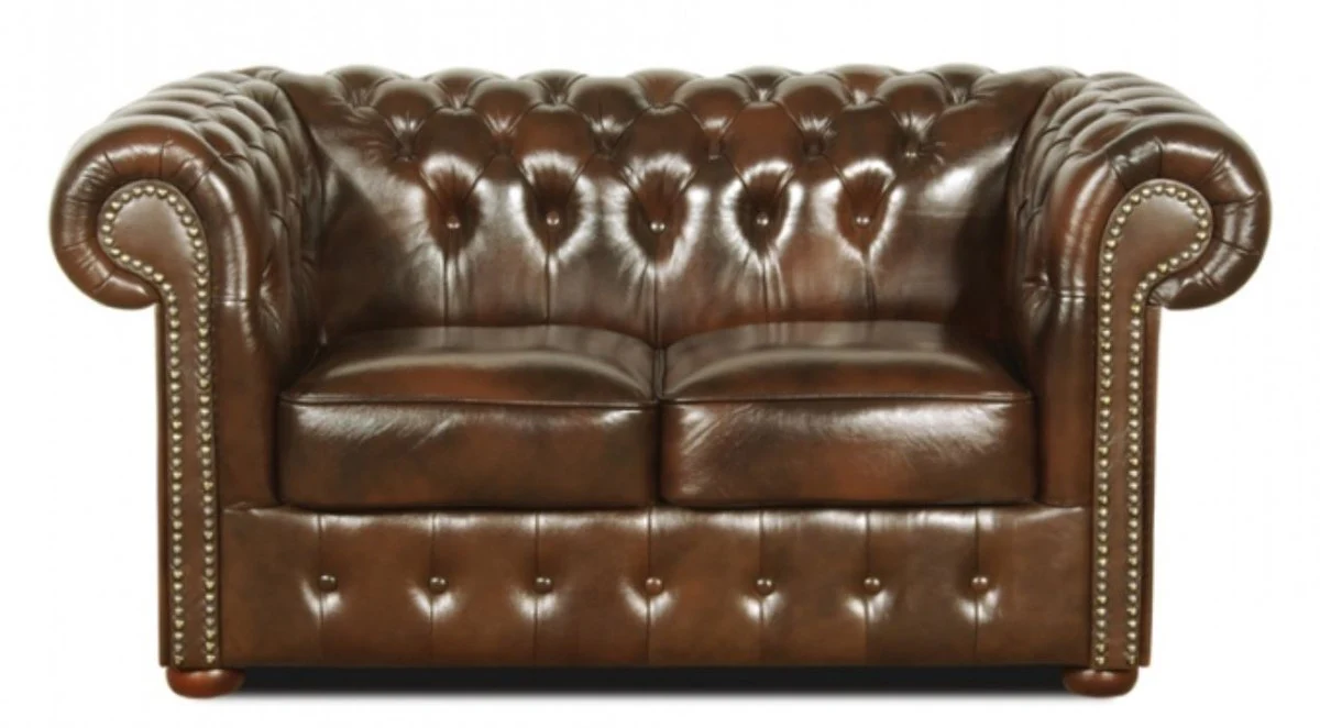 Real leather 2-seater sofa dark brown 160 x 90 x H. 78 cm - luxury quality