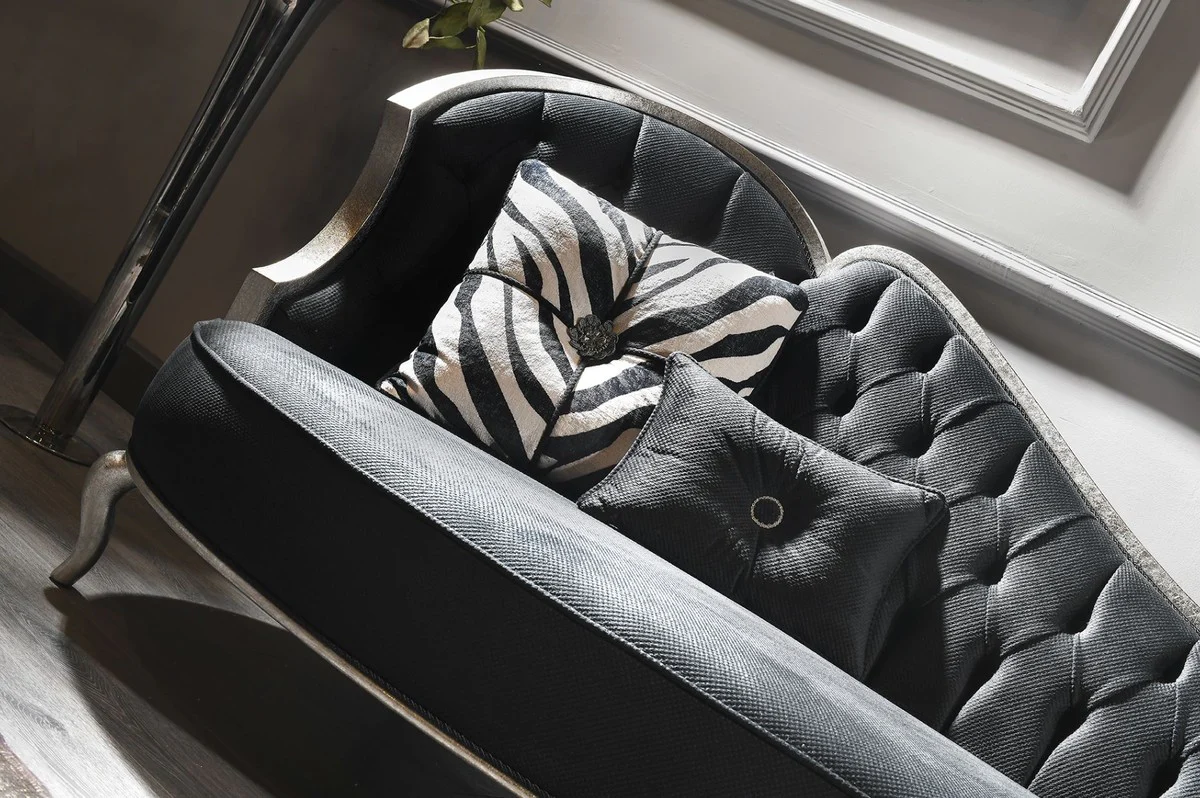 Luxury Baroque Sofa Gray / Antique Silver - Handmade Living Room Sofa in Baroque Style - Noble Baroque Living Room Furniture