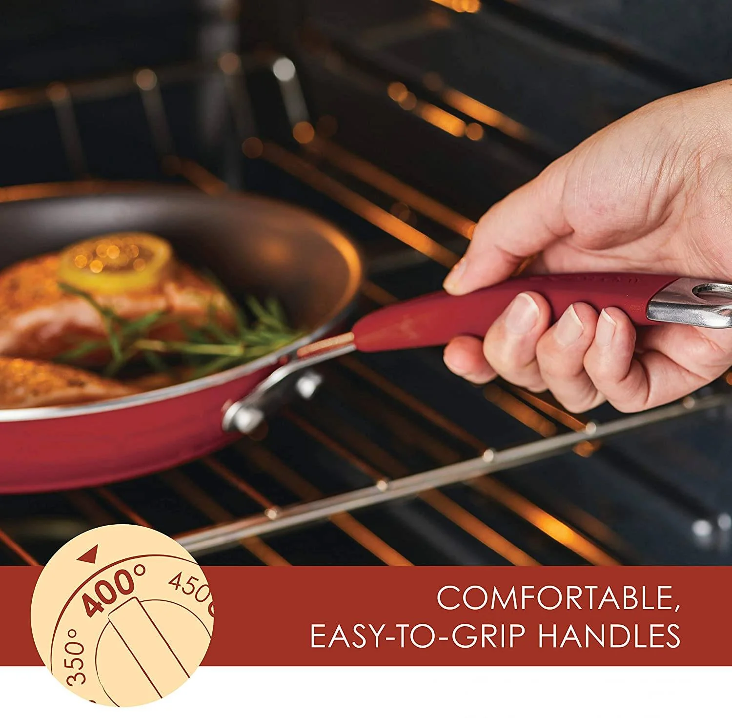 Antihaftbeschichtetes Kochgeschirr-Set aus Töpfen und Pfannen, 12-teilig, Cranberry-Rot