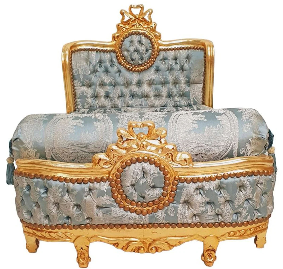 Baroque Dog Bed Green Pattern / Antique Gold - Handmade Antique Style Dog Bed - Magnificent Dog Furniture in Baroque Style - Antique Style Animal Furniture - Baroque Animal Furniture