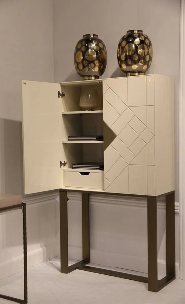 Designer living room cabinet cream / brass 100 x 40 x H. 180 cm - living room furniture - luxury quality