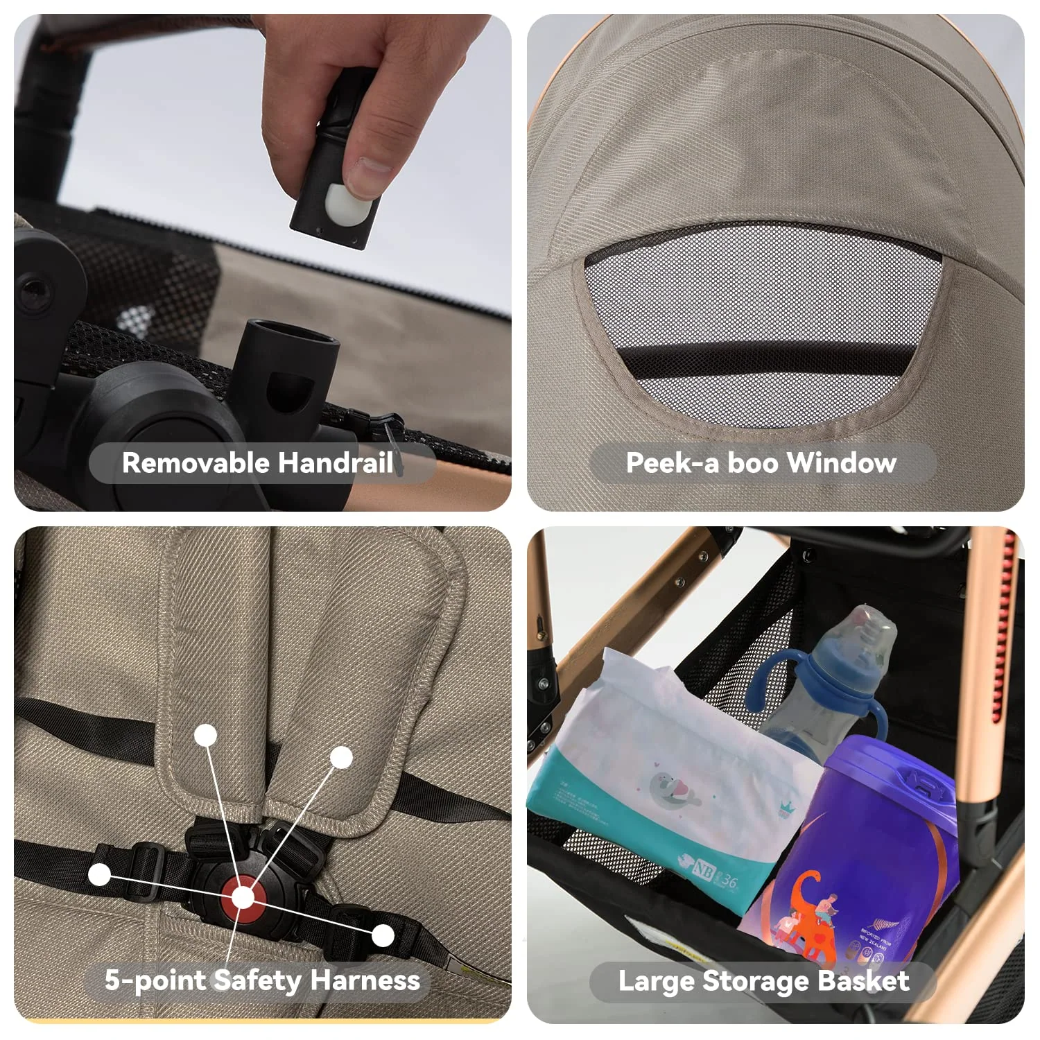 Kinderwagen – 2-in-1-Hochformat-Kabriolett-Kinderwagen mit umkehrbarem Sitz | Faltbarer Kinderwagen aus Aluminiumlegierung, stoßfest, für Kleinkinder im Alter von 0 bis 36 Monaten