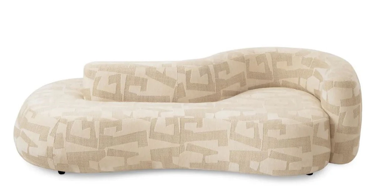 Luxus Sofa Sandfarben / Schwarz 223 cm - Wohnzimmer & Hotel Interior