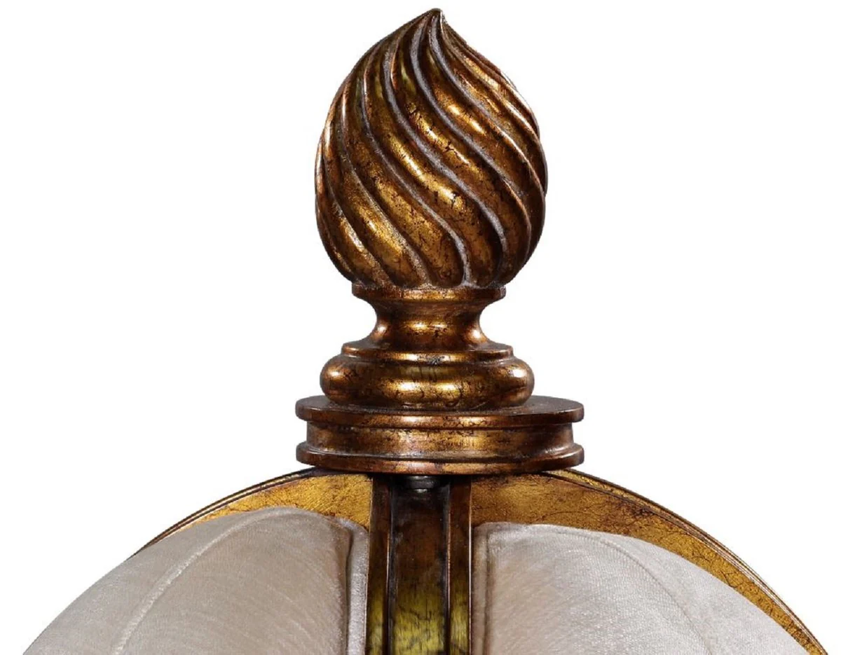 Luxury Baroque Round Sofa White / Antique Gold - Handcrafted Round Velvet Sofa - Baroque Hotel & Restaurant Furniture