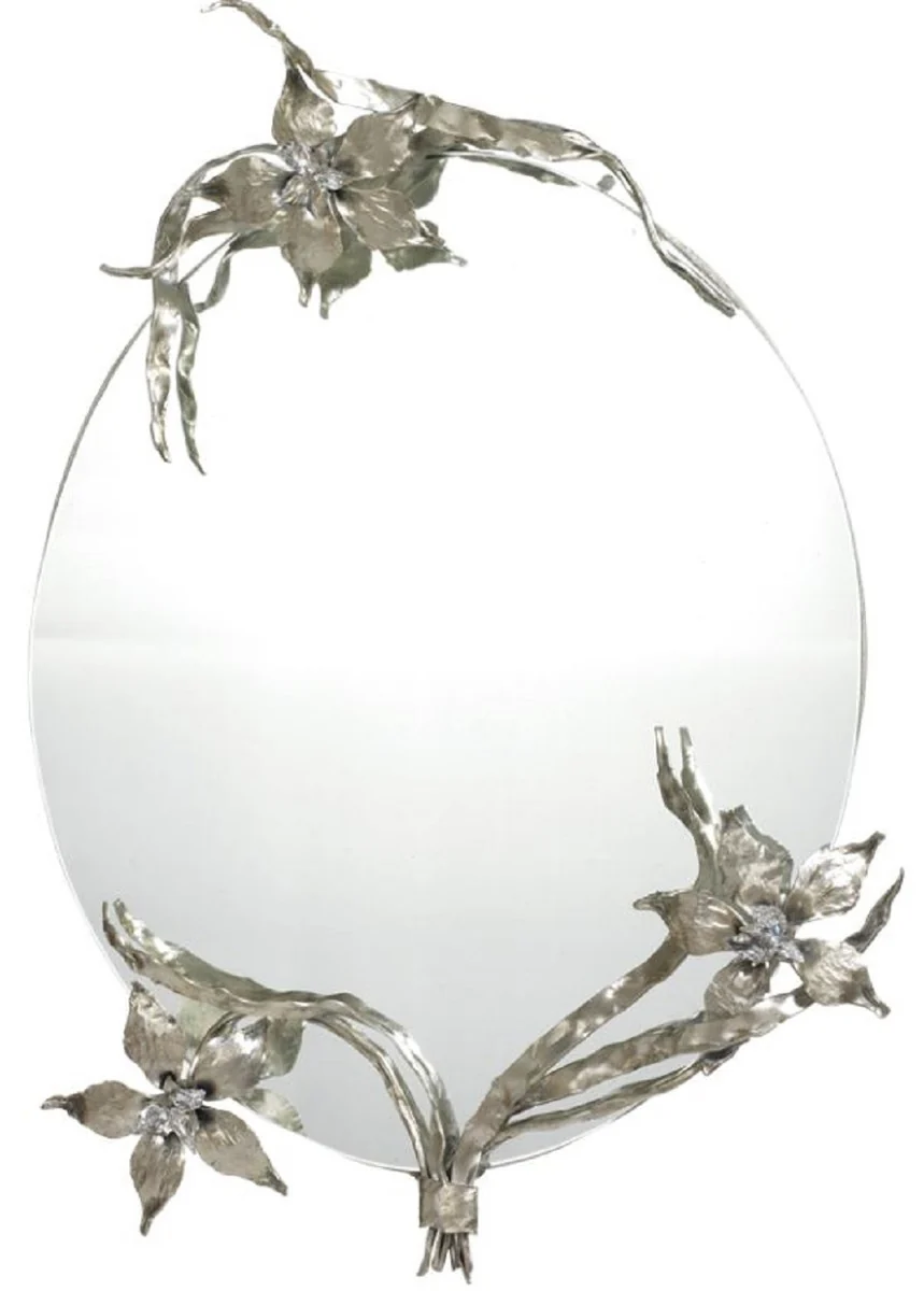 Luxury mirror silver 60 x H. 90 cm - Luxury wall mirror with elegant Swarowski crystal glass - Luxury decorative accessories