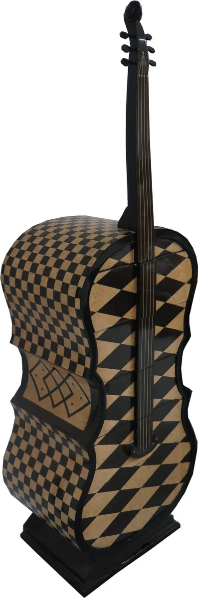 Art Deco drawer cabinet checked pattern in bass instrument design - handmade - designer drawer cabinet