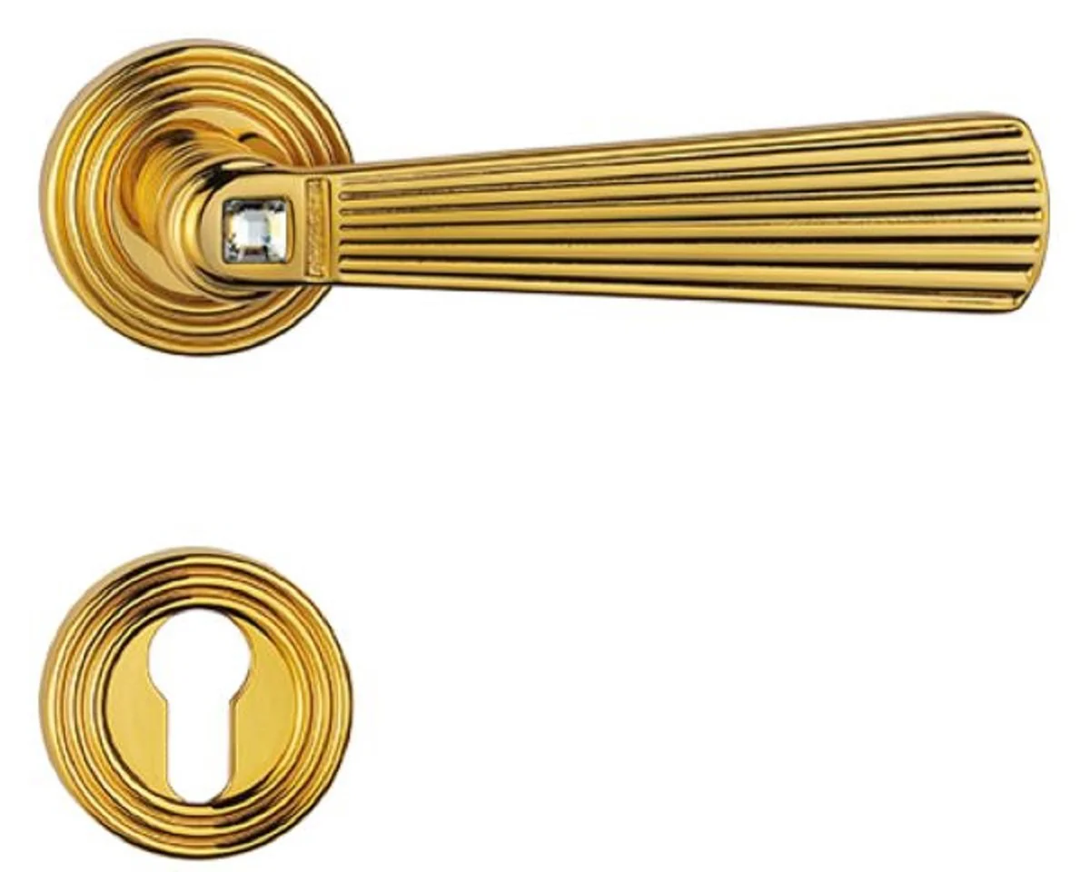 Luxury door handle set with Swarovski crystal glass gold 16 x H. 5.4 cm - door handles in aristocratic style