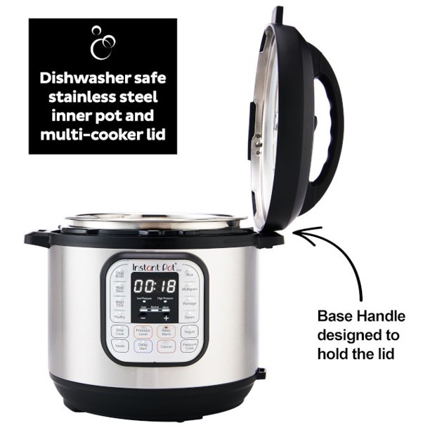 Instant Pot, 6-Quart Duo Elektrischer Druckkocher, 7-in-1 Joghurt Maker, Lebensmittel-Dampf, langsame Herd, Reiskocher & Mehr