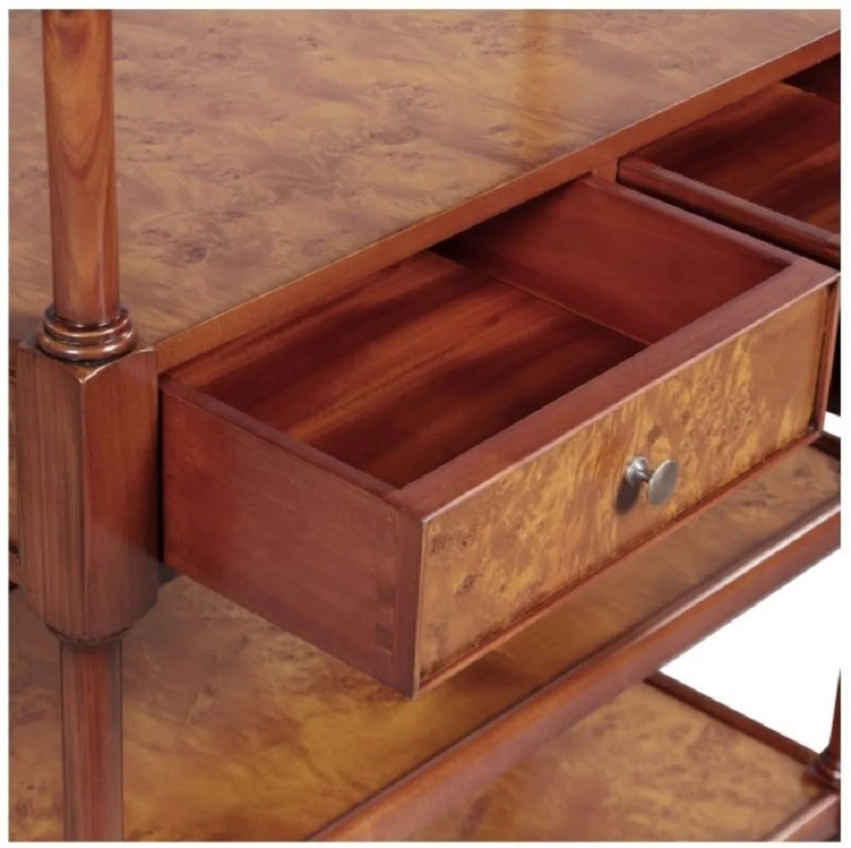 Luxury Art Nouveau bookcase brown / dark brown 81 x 40 x H. 182 cm - shelf cabinet with wheels and 2 drawers