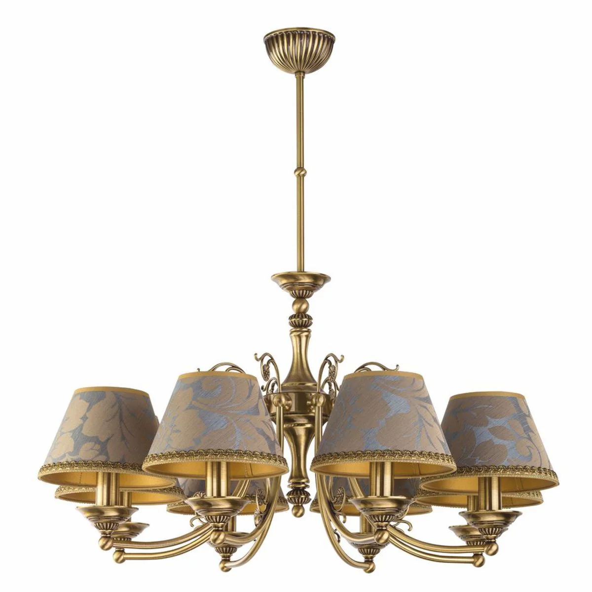 Luxury baroque chandelier brass with patina / gray-blue Ø 70 x H. 70 cm