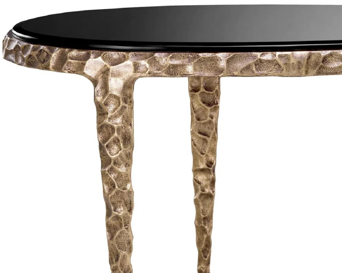 Luxury side table set vintage brass / black - 2 aluminum tables with glass tops - living room furniture - hotel furniture - luxury furniture - luxury furnishings - furniture luxury