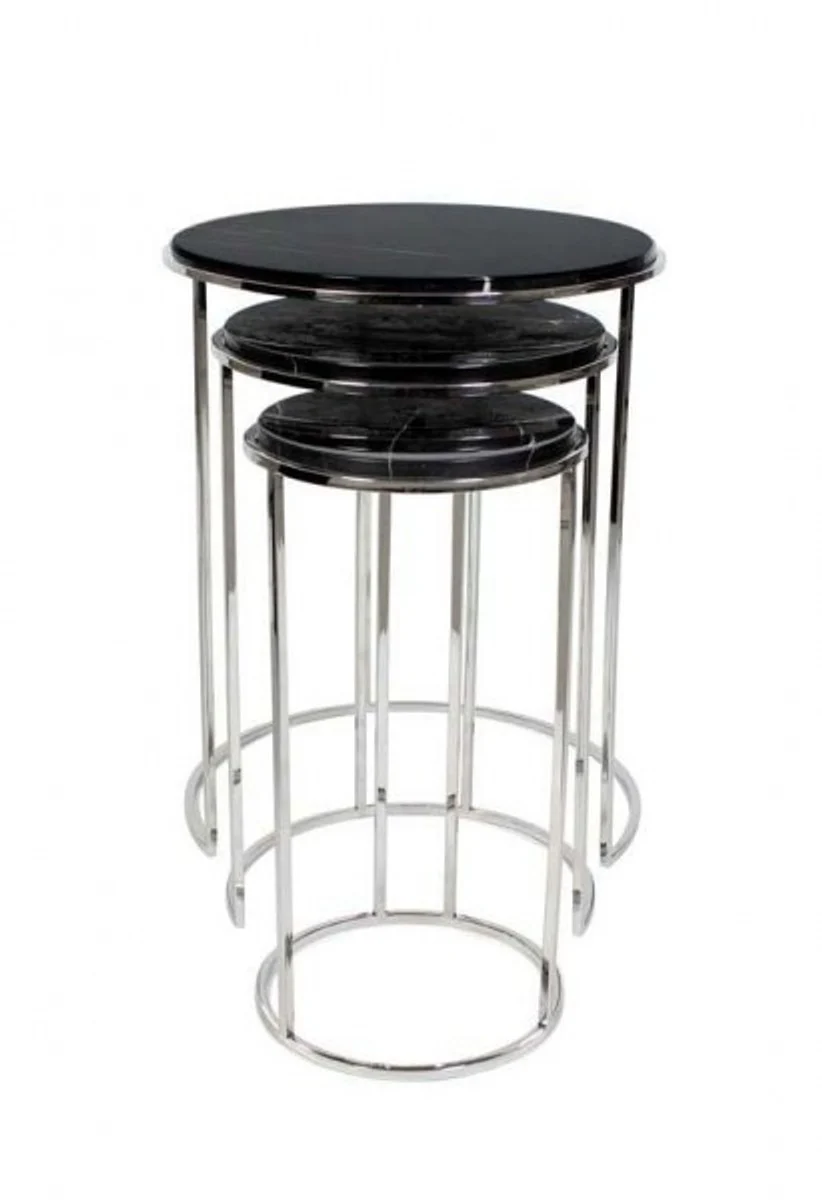 Luxury Art Deco designer side tables set of 3 with marble top - Luxury Collection