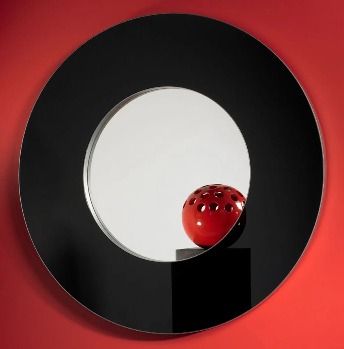 Luxury wall mirror black Ø 110 cm - luxury furniture