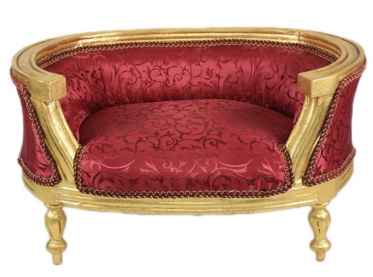 Baroque Dogs & Cats Sofa Bordeaux Pattern / Gold - Dog Chair Seat Dog Bed Cat Bed Dog Cat Furniture