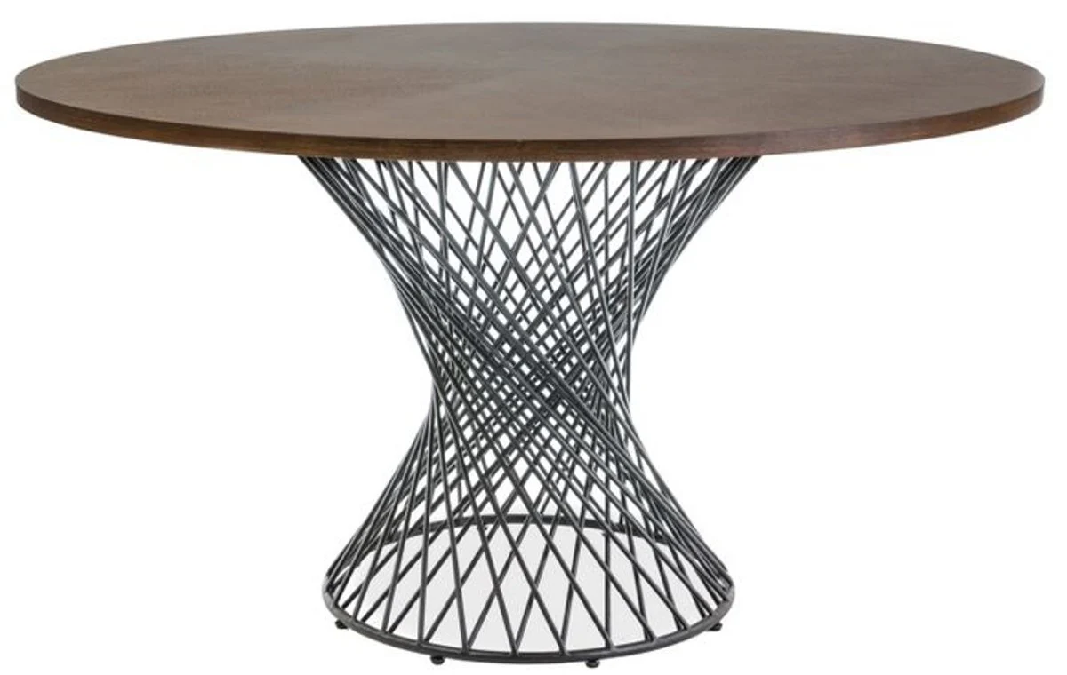 Luxury dining table brown / black Ø 137 x H. 75 cm - Round dining room table - Dining room furniture