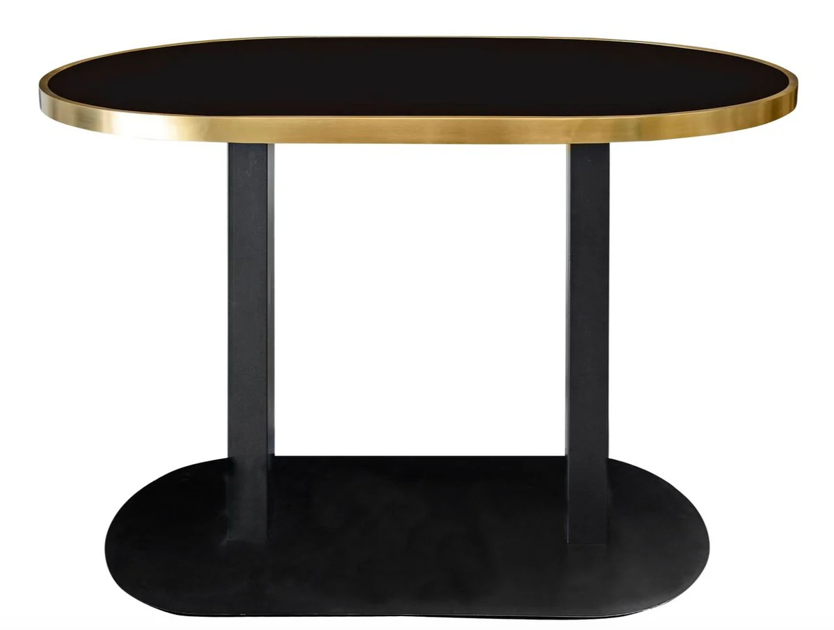Luxury dining table black / gold 110 x 70 x H. 76 cm - designer dining room furniture
