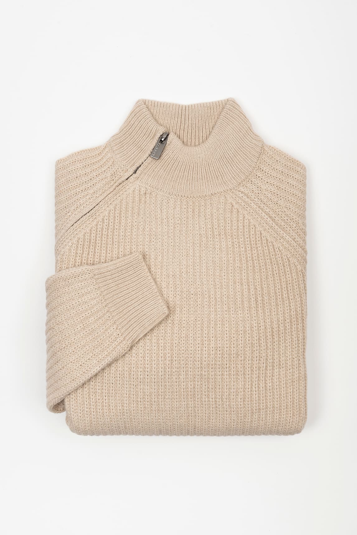 Beigefarbener Pullover von Rivera-Spain Markup mit Stehkragen