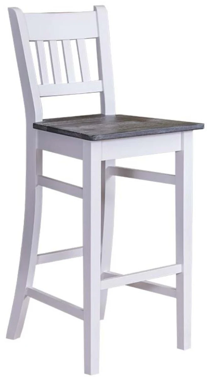 Country house style bar chair white / black 47 x 47 x H. 107 cm - country house style furniture