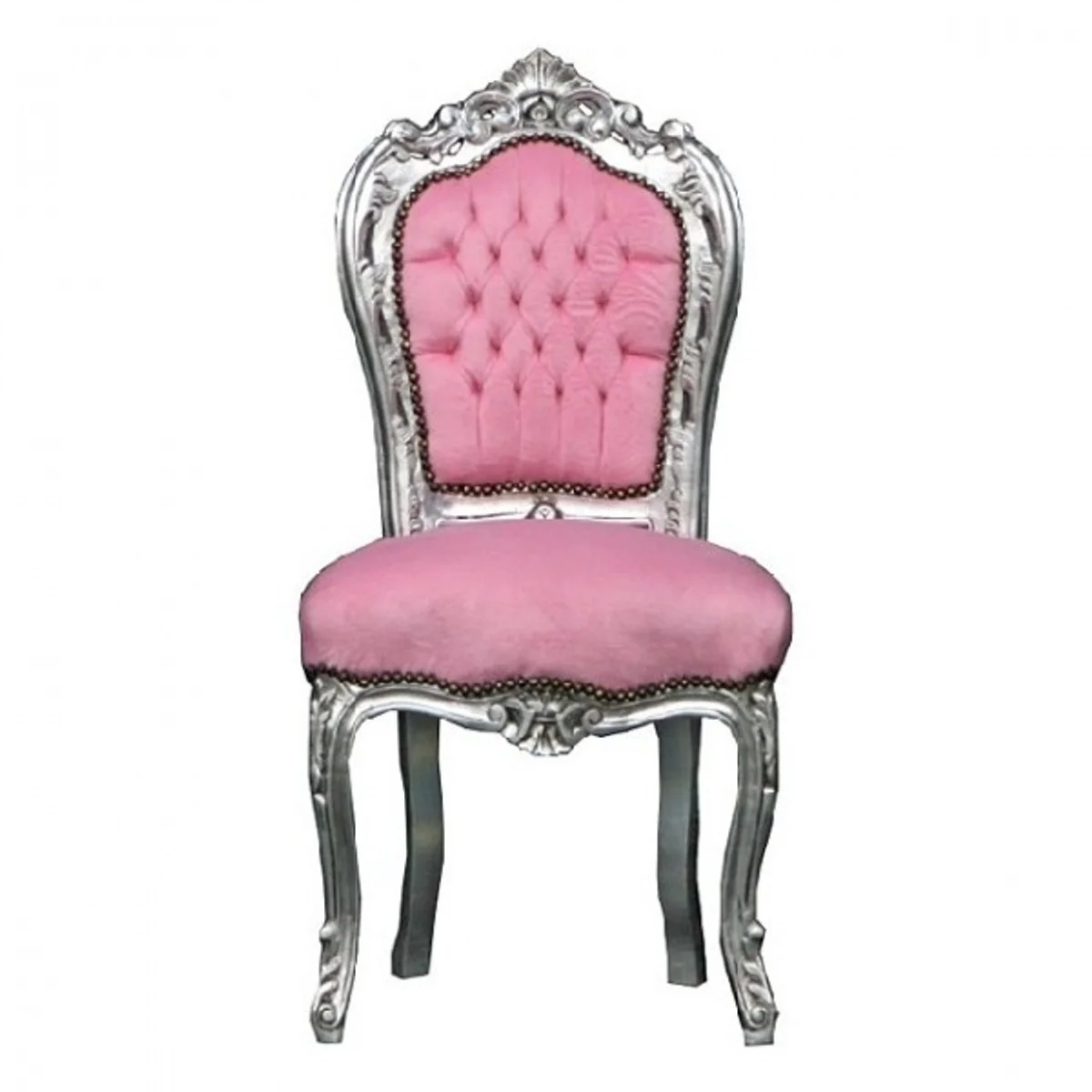 Baroque dining room chair pink / silver