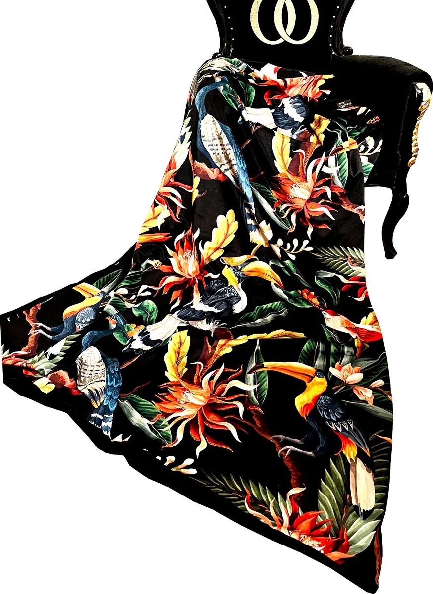 Luxury blanket Pompöös by Jungle black / multicolored with lots of glitter stones - Pompöös blanket designed by Harald Glööckler Jungle