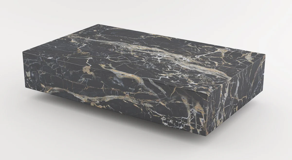 Luxury marble coffee table black 140 x 80 x H. 32 cm - Rectangular living room table made of high-quality Spanish Emperador marble - Luxury furniture