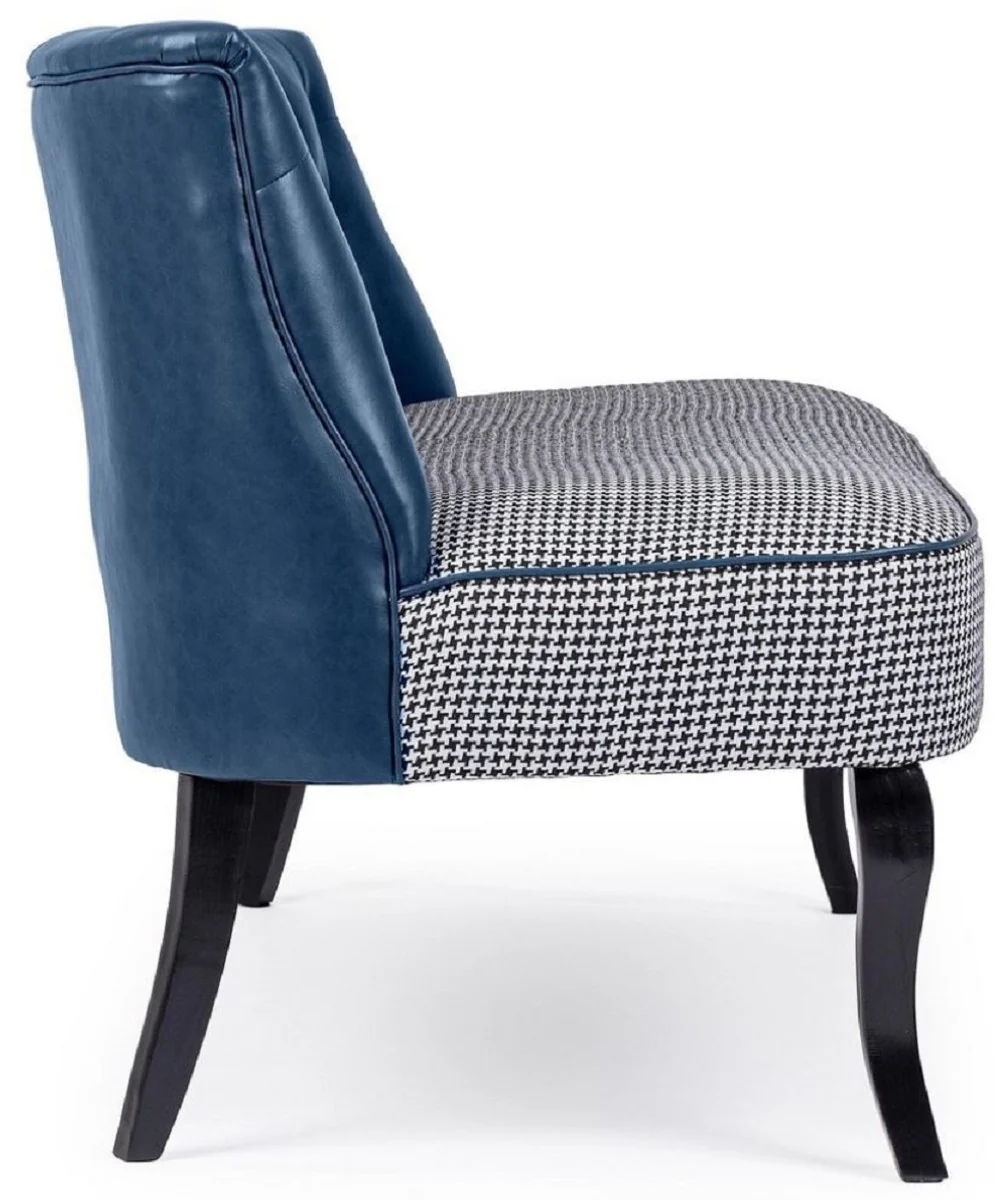 Luxury Chesterfield faux leather sofa blue / white / black 136 x 66 x H. 76 cm - Living room sofa - Living room furniture - Chesterfield furniture - Luxury furniture - Luxury furnishings