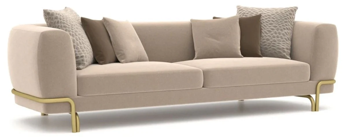 Luxury sofa light brown / brass 300 x 100 x H. 75 cm - living room sofa - hotel sofa - living room furniture - hotel furniture - luxury furniture - luxury furnishings