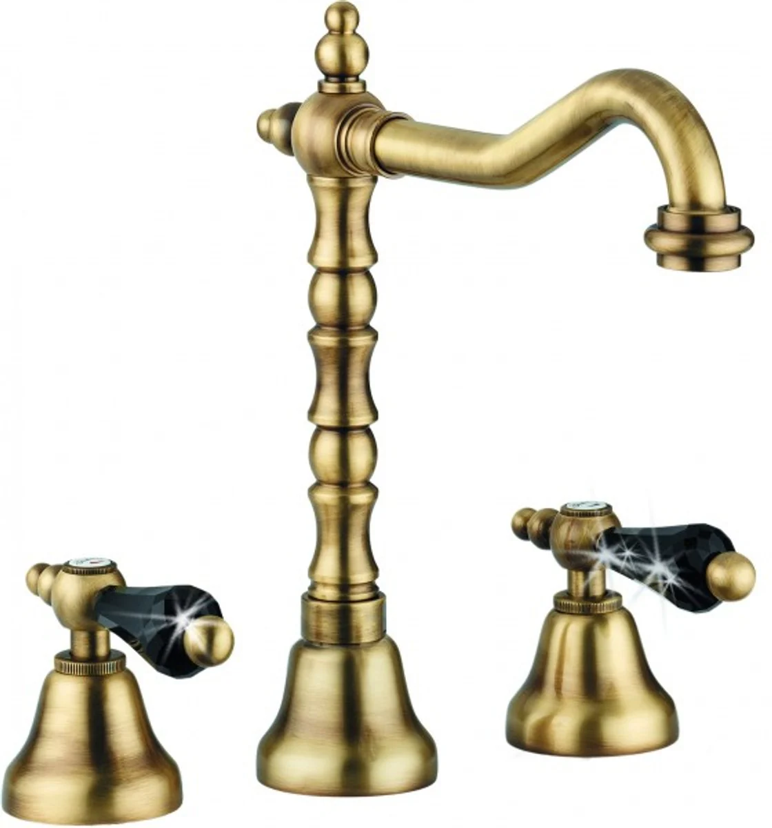 Luxury bathroom accessories - Art Nouveau retro washbasin tap three-hole mixer old gold / bronze series Milano - Made in Italy
