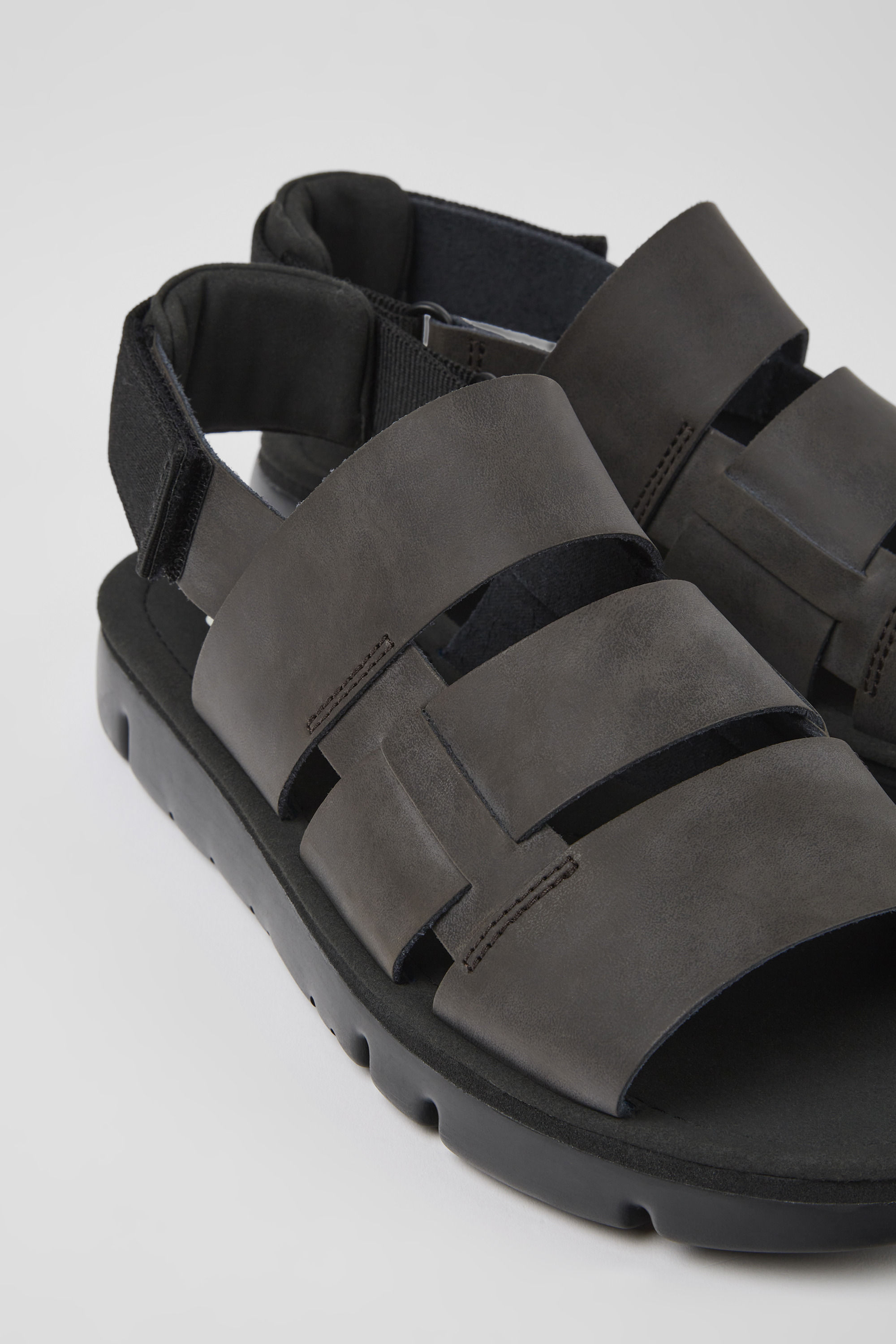 Oruga - Braunes Leder und textile Sandalen für Herren