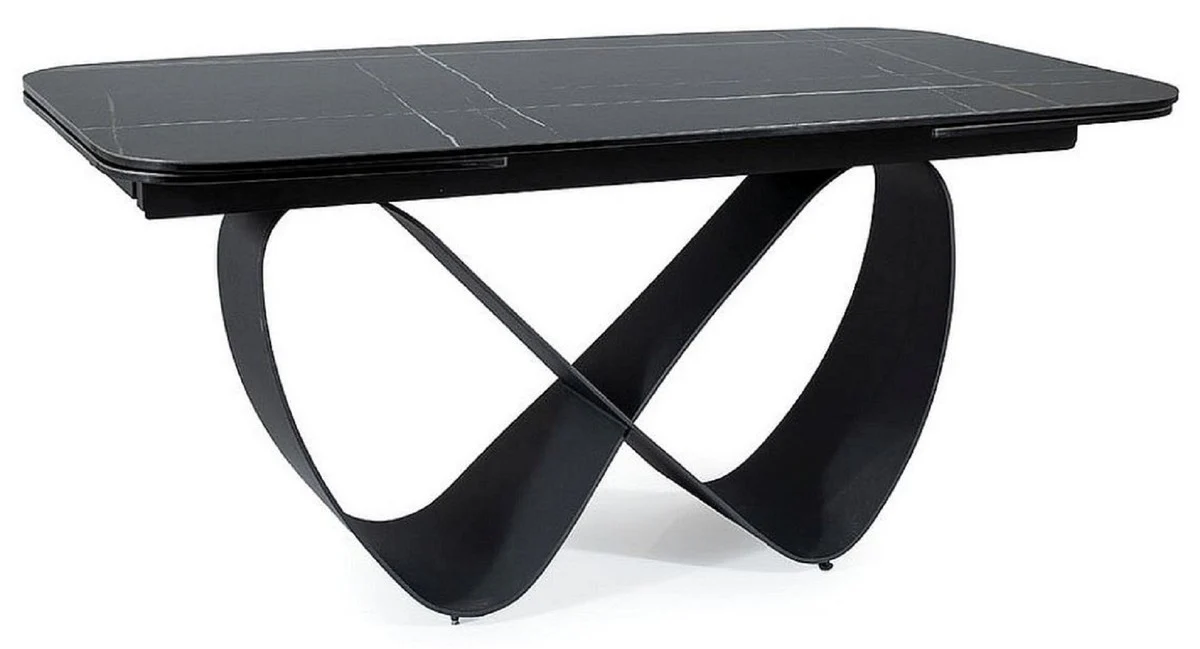 Luxury dining table black / matt black 160-240 x 95 x H. 76 cm - Extendable kitchen table with tempered glass ceramic table top - Dining room furniture - Luxury furniture