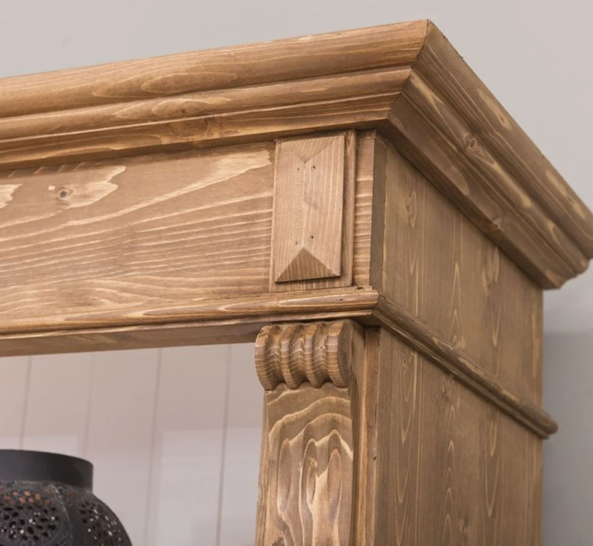 Country house style shelf cabinet light brown / white 180 x 39 x H. 197 cm - solid wood cabinet - bookcase - living room cabinet - office cabinet - country house style furniture