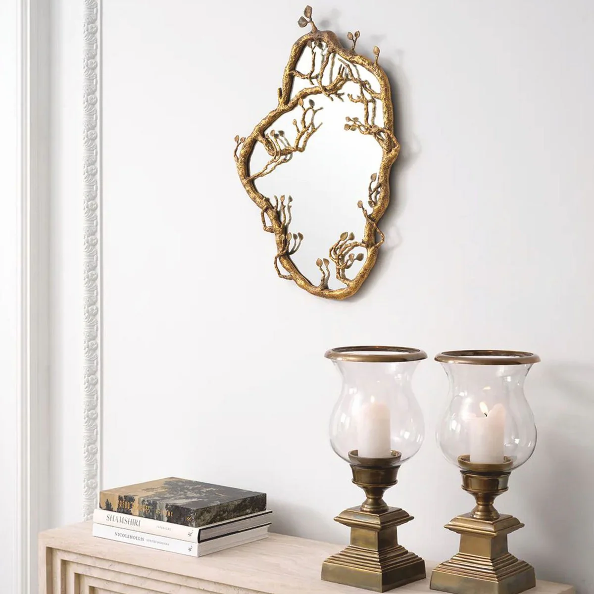 Luxury mirror vintage brass H. 70 cm - Luxury Interior