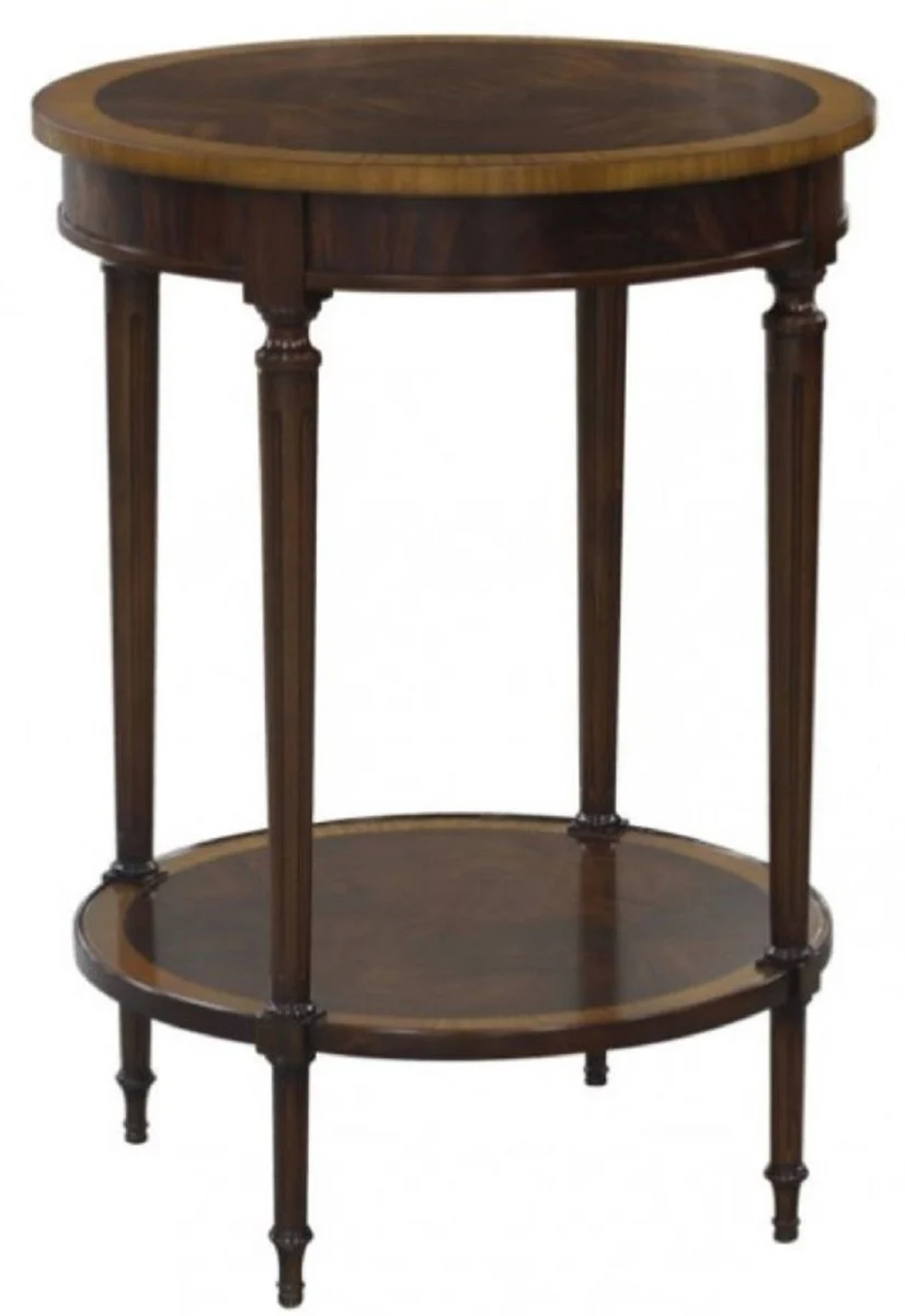 Luxury Baroque side table dark brown / light brown Ø 58 x H. 80 cm - Baroque furniture
