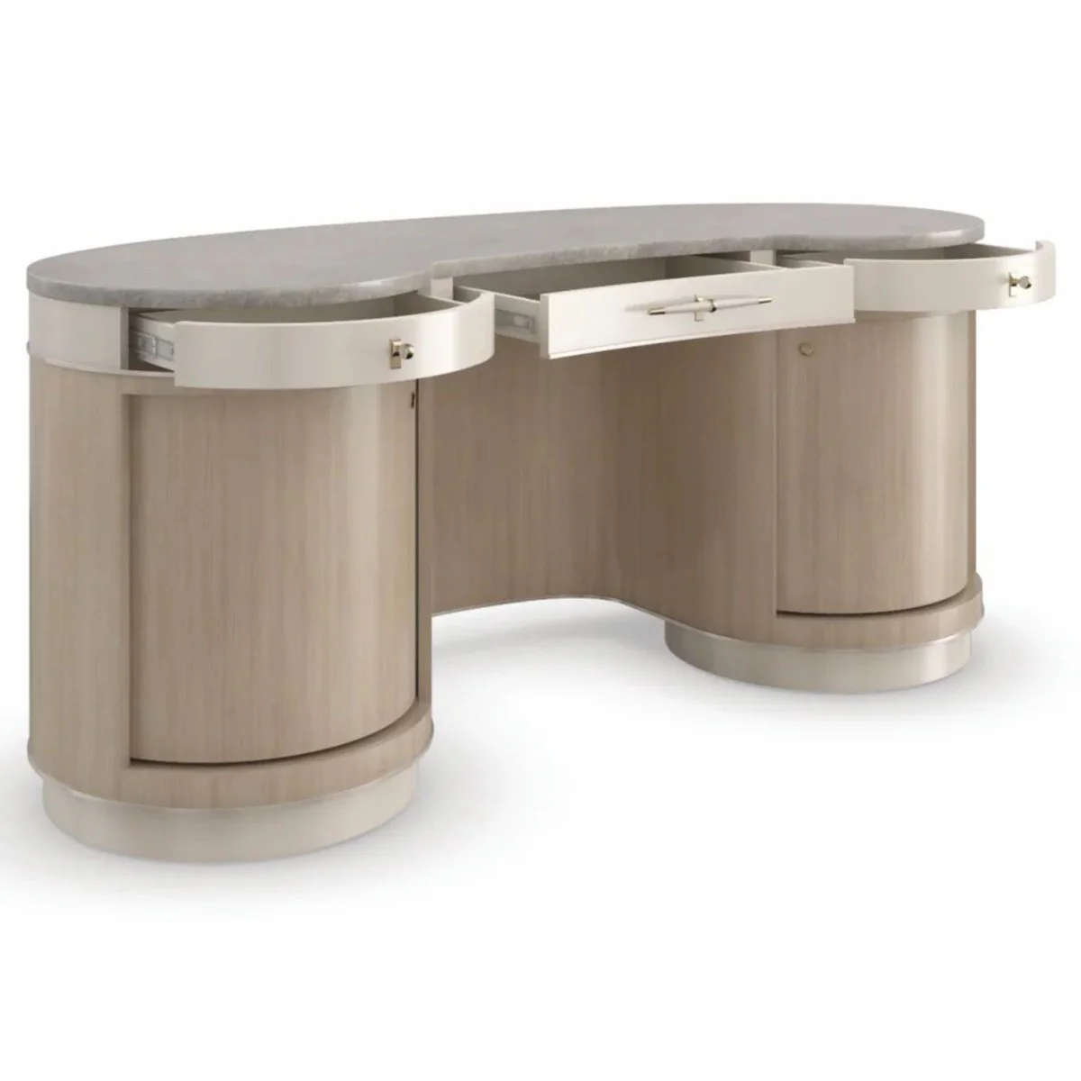 Luxus Schminktisch Grau / Braun / Gold 171 cm - Hotel & Schlafzimmer Möbel