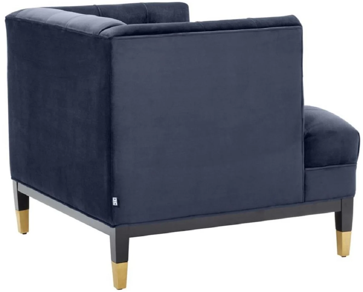 Luxury living room armchair midnight blue / black / brass 93 x 85 x H. 79 cm - Chesterfield Furniture