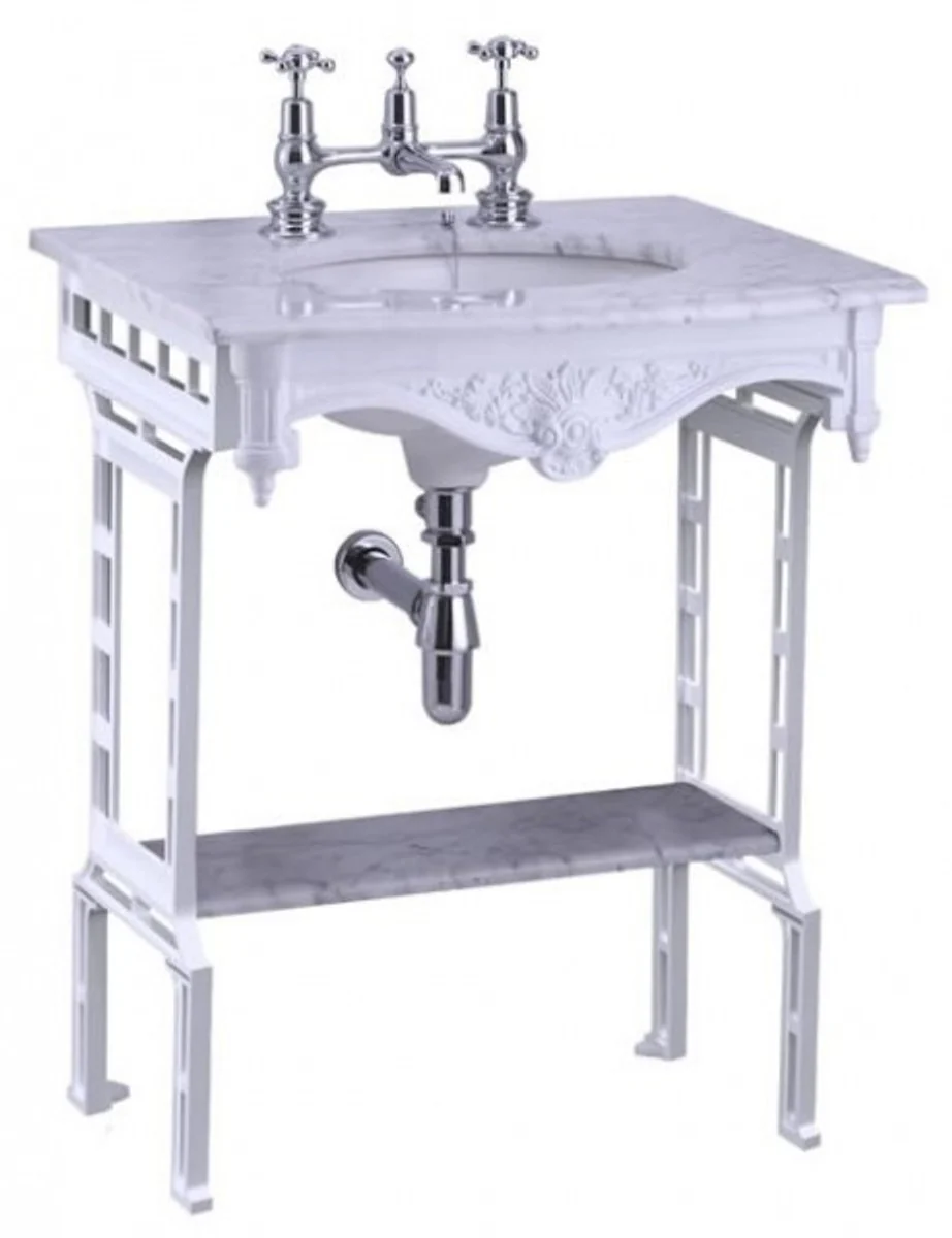 Luxury Art Nouveau standing washbasin white / white with marble top and shelf baroque washbasin baroque style antique style