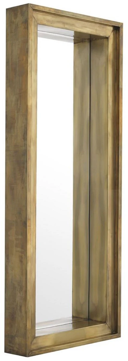 Luxury wall mirror vintage brass colored 80 x 20 x H. 200 cm - living room mirror - bedroom mirror - cloakroom mirror - luxury furniture