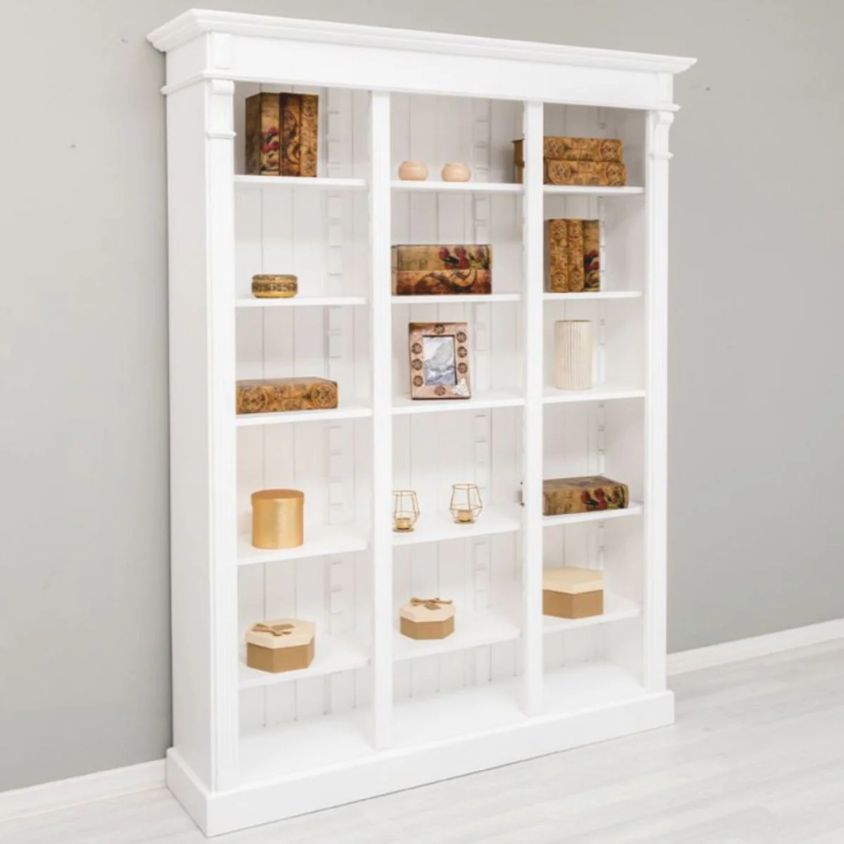 Country house style bookcase white 150 x 39 x H. 197 cm - country house style furniture