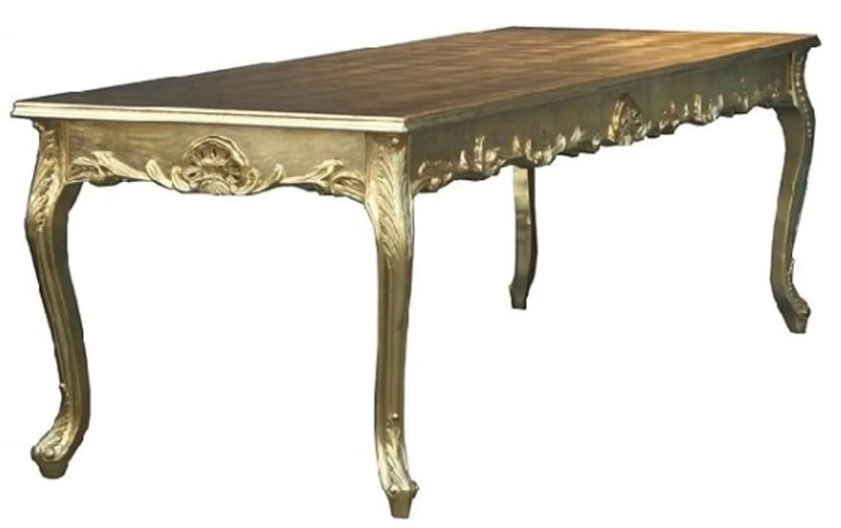 Baroque dining table with glass top gold 140 cm - Baroque dining room furniture