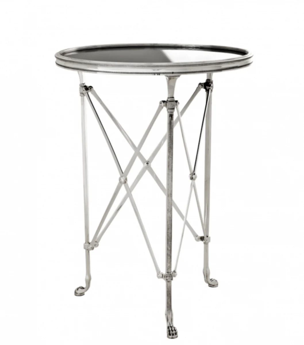 Luxury Art Deco designer side table antique silver with black glass 52 x H. 70 cm - luxury hotel table