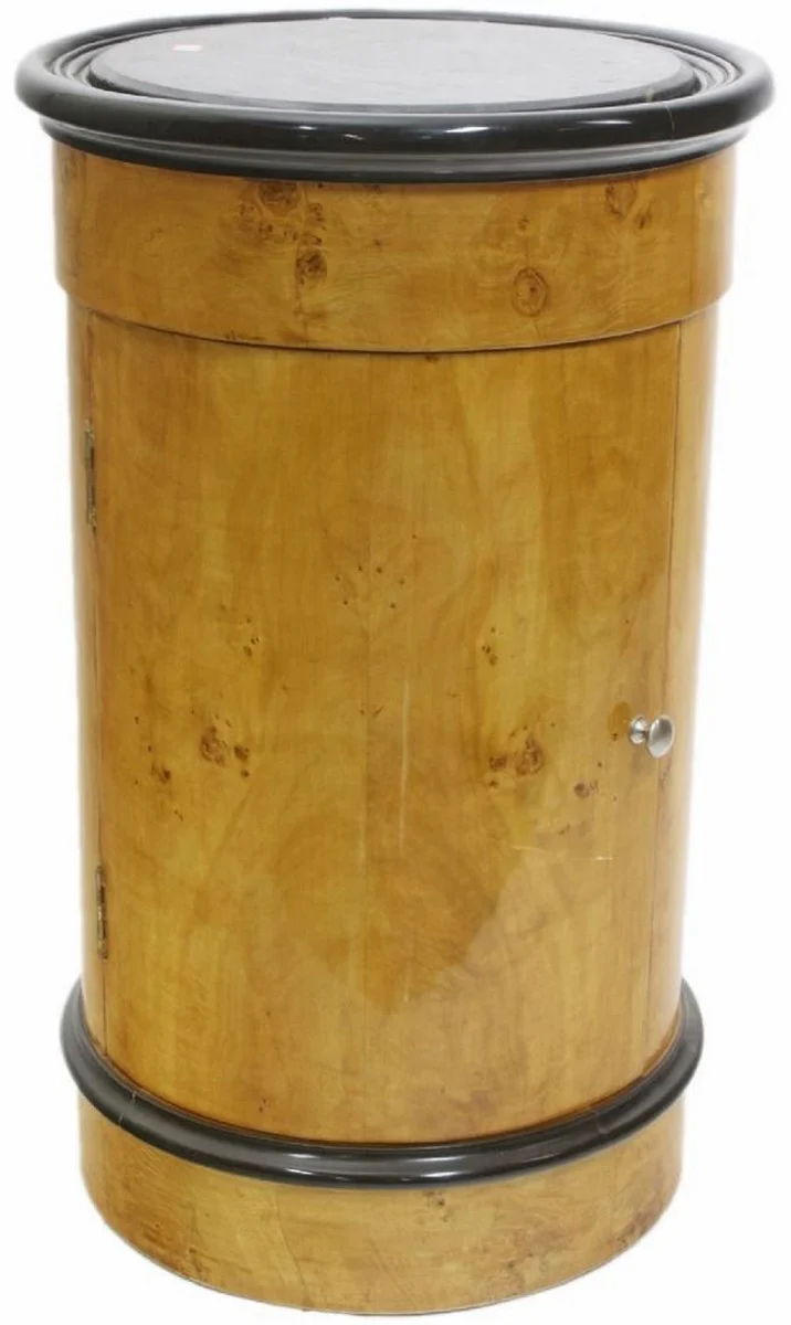 Art Deco bar cabinet bird's eye maple light brown / black Ø 45 x H. 75 cm - Art Deco bar furniture