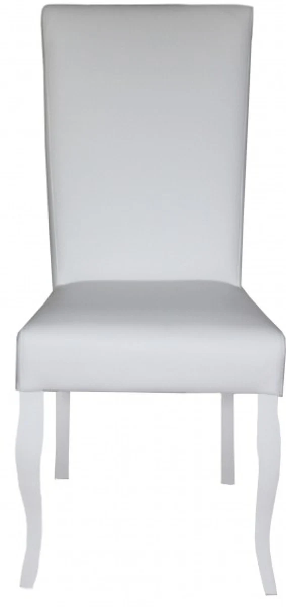 Dining room chair white / white faux leather - Baroque furniture