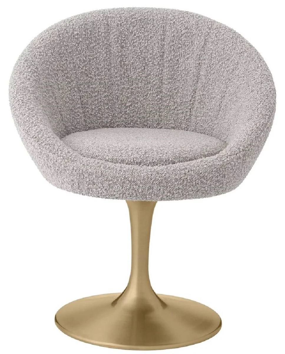 Luxus Esszimmerstuhl Grau / Messing 67 x 57 x H. 78,5 cm - Drehstuhl im 60er Jahre Design - Esszimmer Möbel - Luxus Möbel - Luxus Einrichtung - Esszimmer Einrichtung