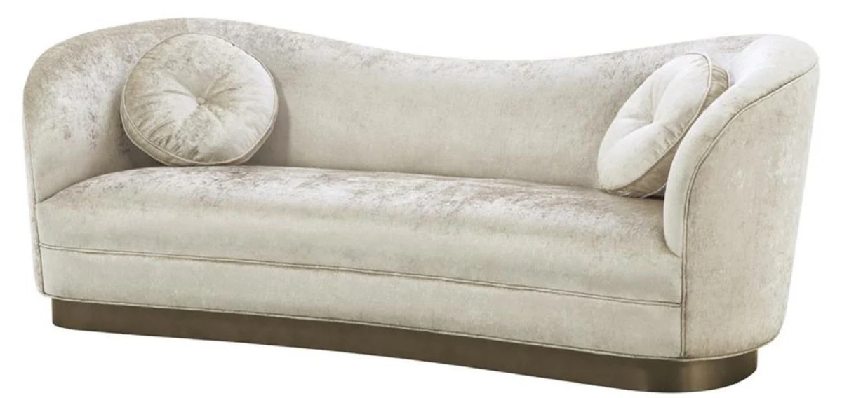 Luxury living room sofa white-beige / bronze 230 x 85 x H. 82 cm - Curved luxury couch with 2 decorative cushions
