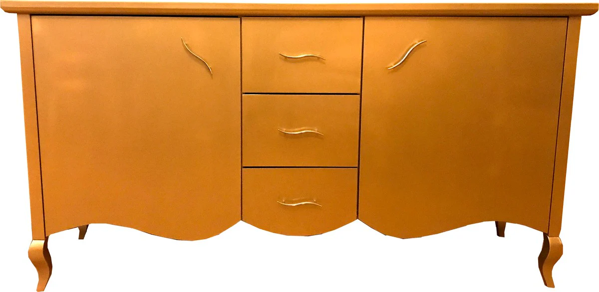 Baroque chest of drawers with 2 doors and 3 drawers gold 160 x 45 x H. 87 cm - Modern Baroque sideboard - Baroque living room furniture