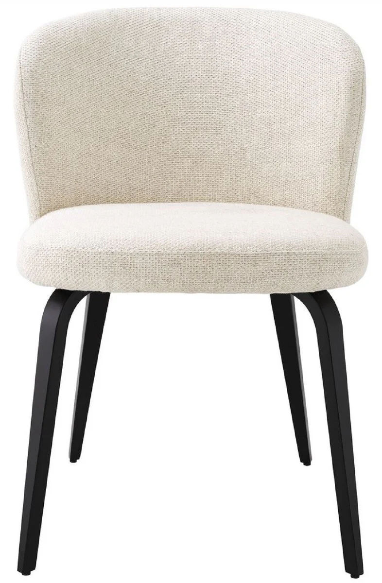 Luxury dining room chair natural color / black 57 x 69 x H. 81 cm - Padded kitchen chair in retro design - Luxury retro dining room furniture