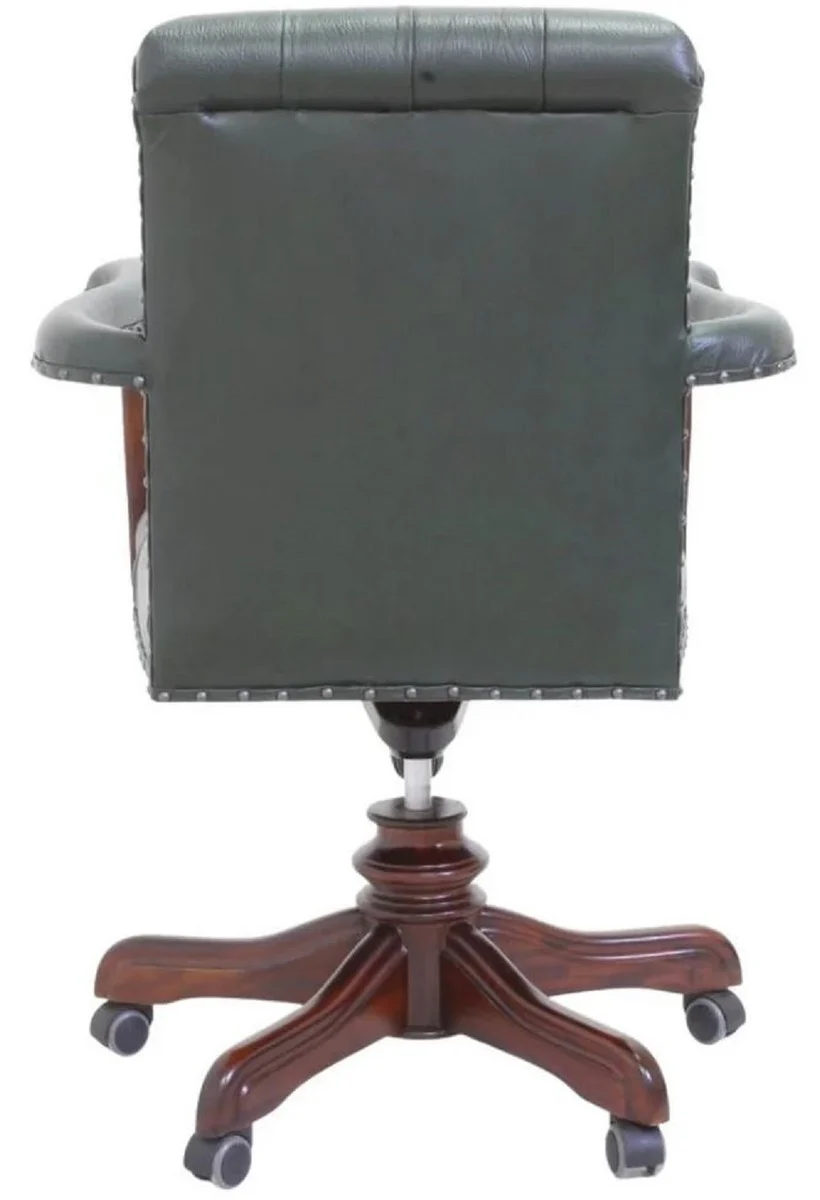Luxury Chesterfield Genuine Leather Desk Chair Green / Brown - Chesterfield Office Furniture